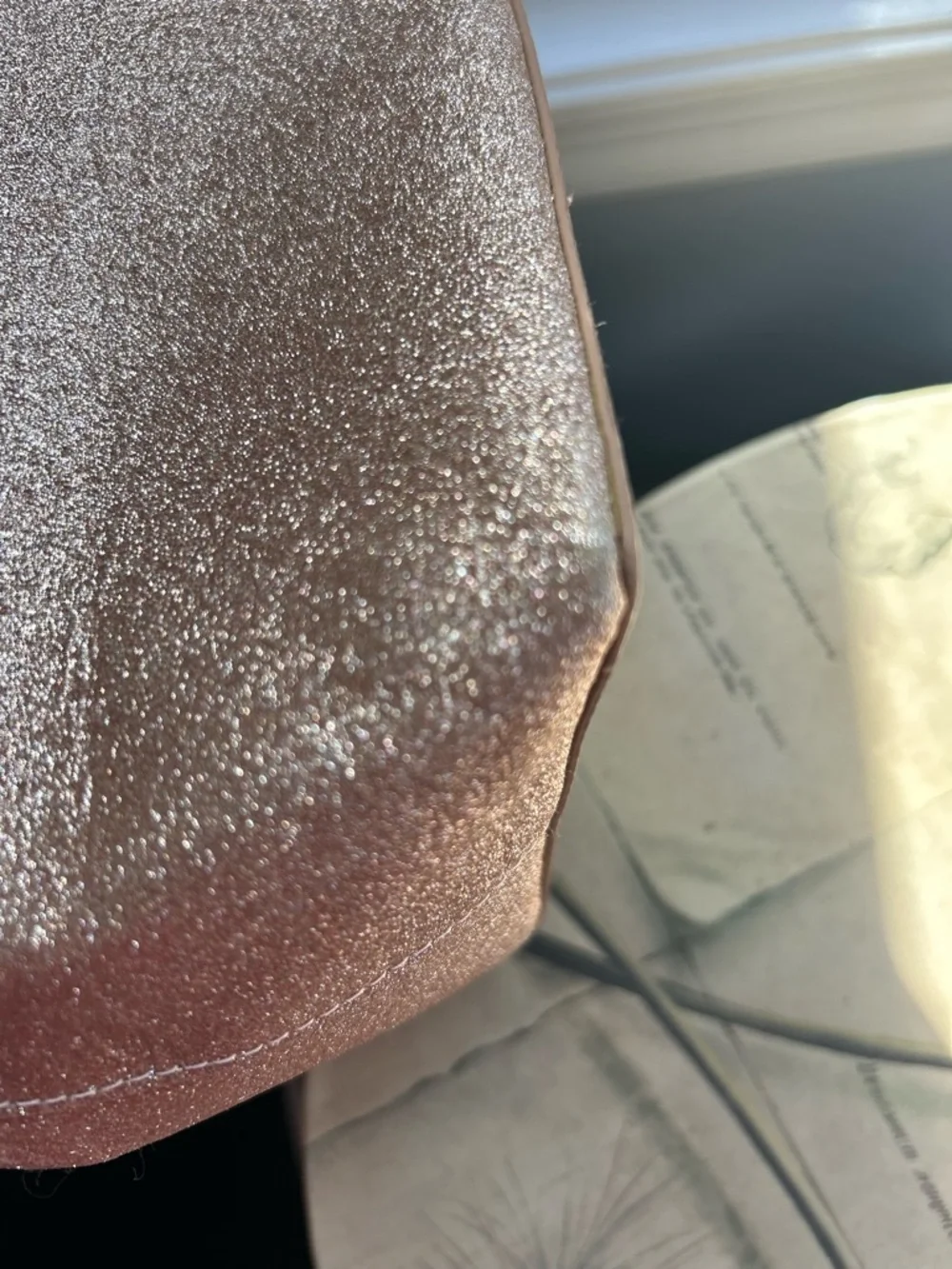kate spade Glitter Tote in Metallic Rose with Pink Handles